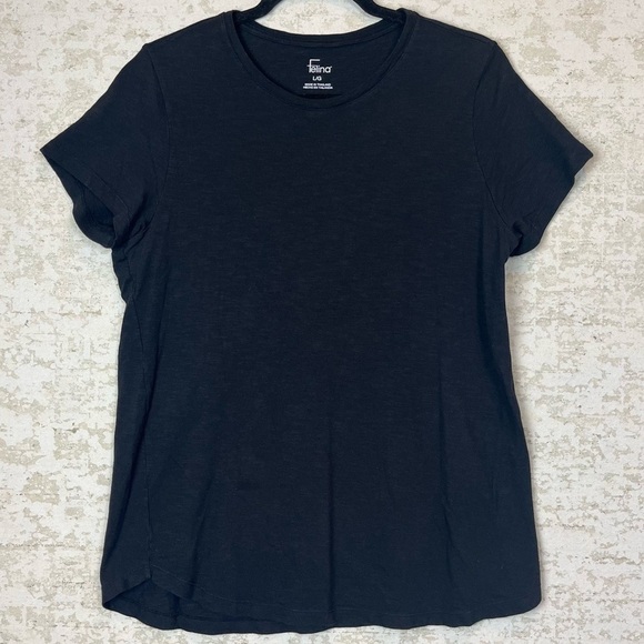 Felina Womens Black Top Basic Short Sleeve Modal Super Soft Old Money Capsule - Picture 1 of 14